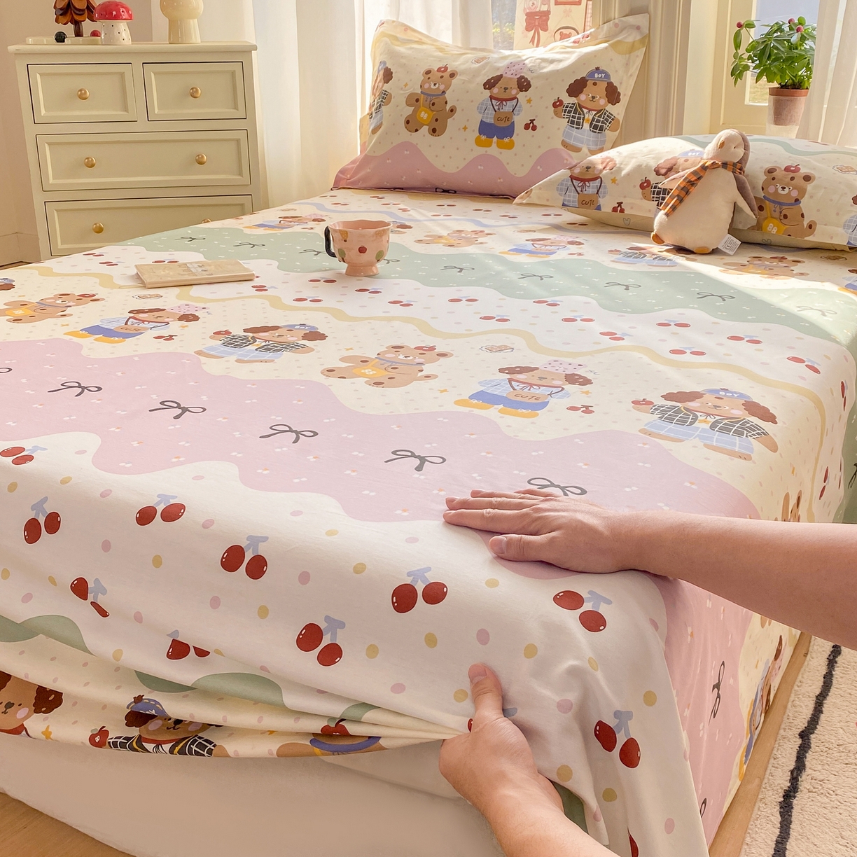 91家纺网 家纺一手货源 找家纺 花梦欣 2026新款全棉印花单品系列3简约卡通款-单床单 波普乐园