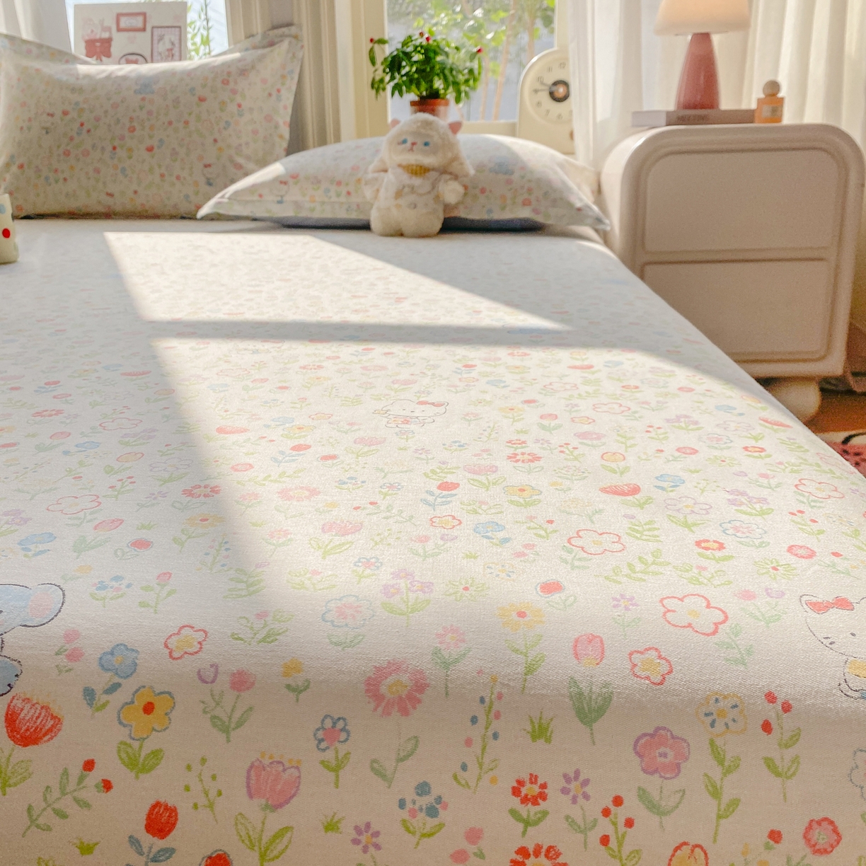 91家纺网 家纺一手货源 找家纺 花梦欣 2026新款全棉印花单品系列3简约卡通款-单床单 动物花园