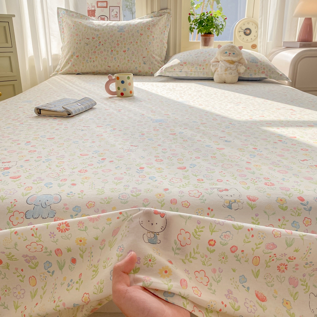 91家纺网 家纺一手货源 找家纺 花梦欣 2026新款全棉印花单品系列3简约卡通款-单床单 动物花园