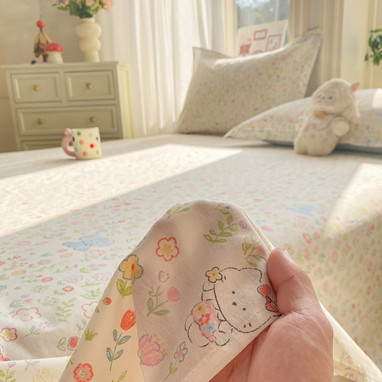 91家纺网 家纺一手货源 找家纺 花梦欣 2026新款全棉印花单品系列3简约卡通款-单床单 动物花园