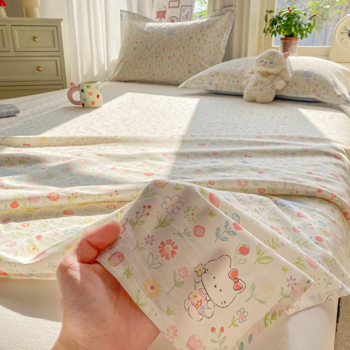 91家纺网 家纺一手货源 找家纺 花梦欣 2026新款全棉印花单品系列3简约卡通款-单床单 动物花园