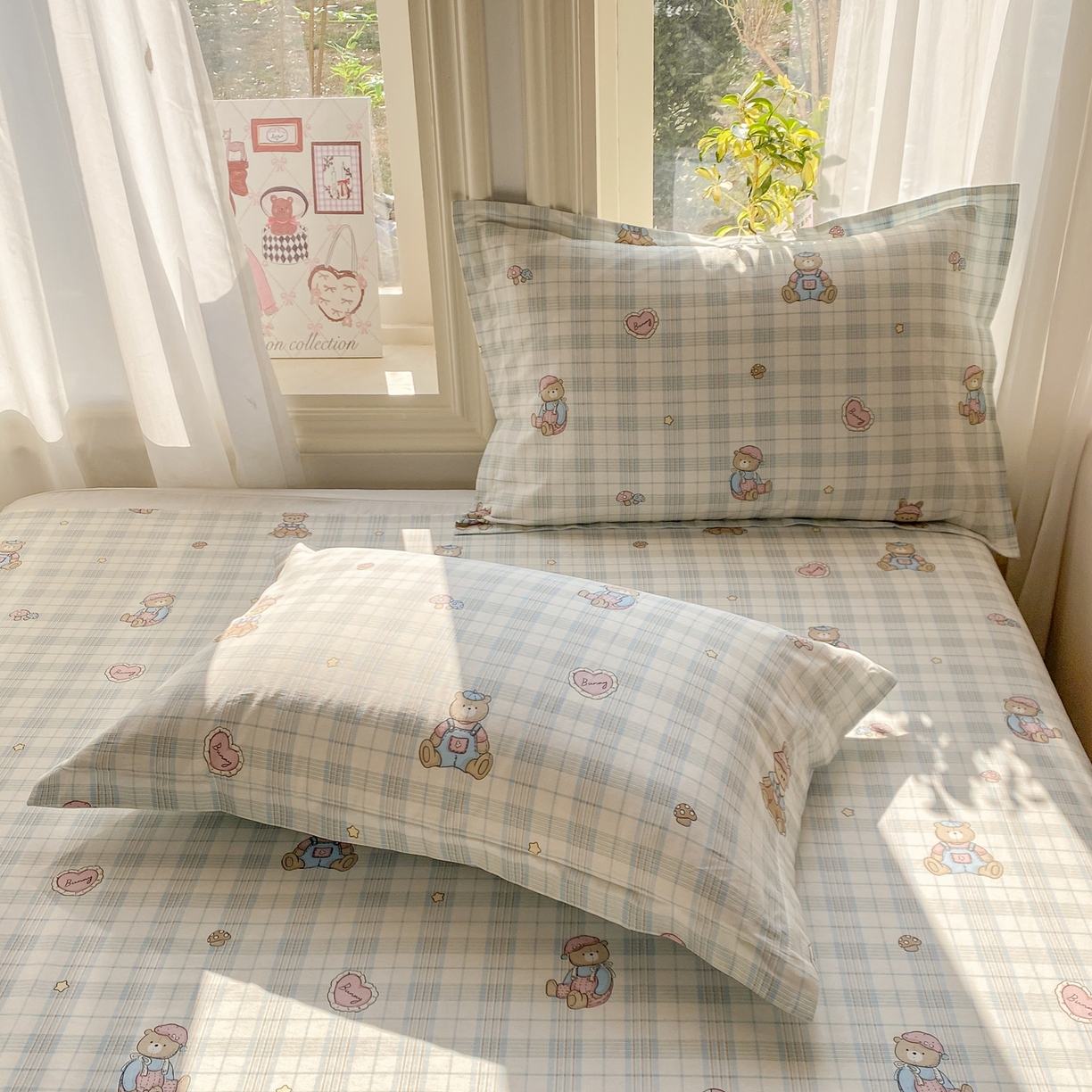 91家纺网 家纺一手货源 找家纺 花梦欣 2026新款全棉印花单品系列3简约卡通款-单床单 乖乖熊