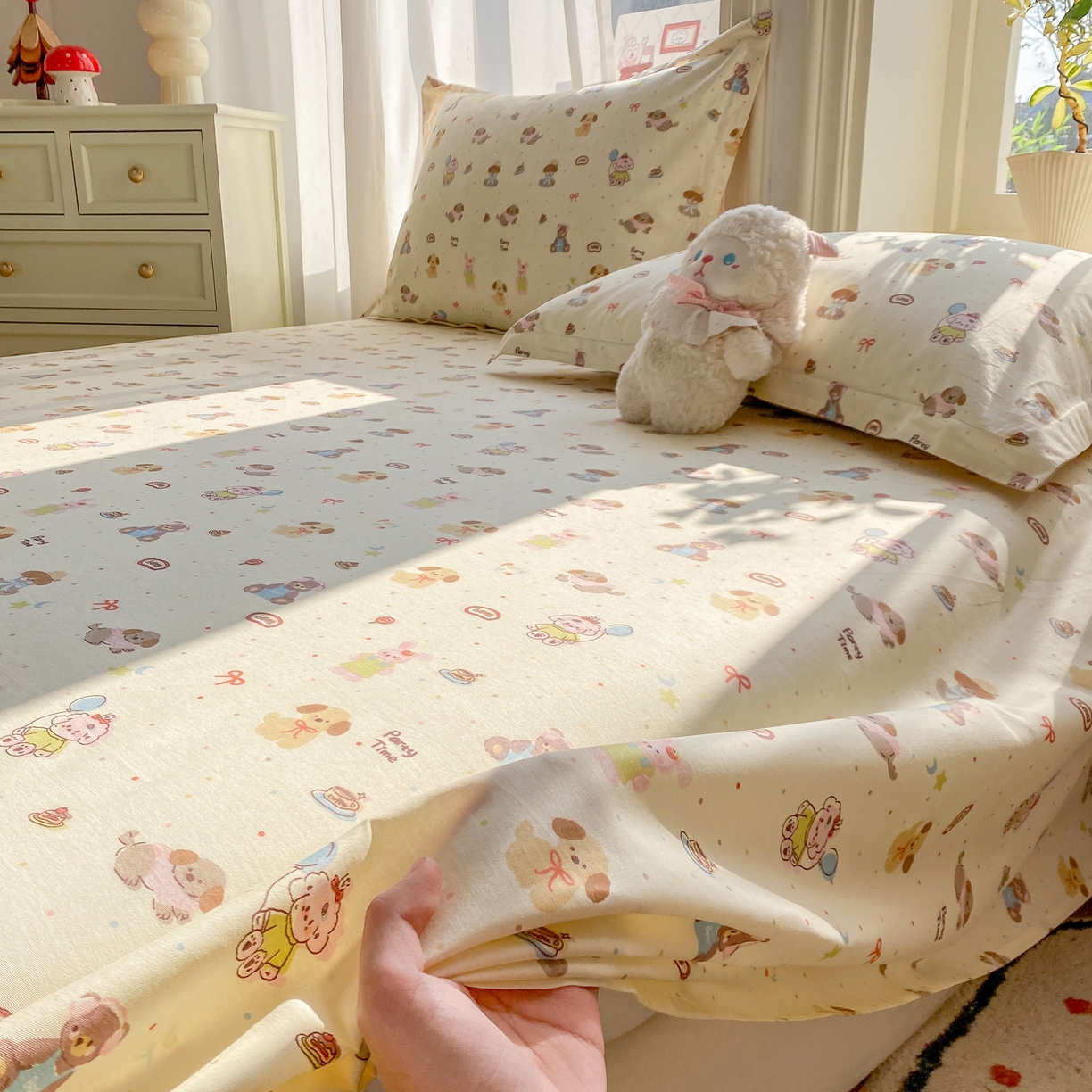 花梦欣 2026新款全棉印花单品系列3简约卡通款-单床单 韩系小萌物
