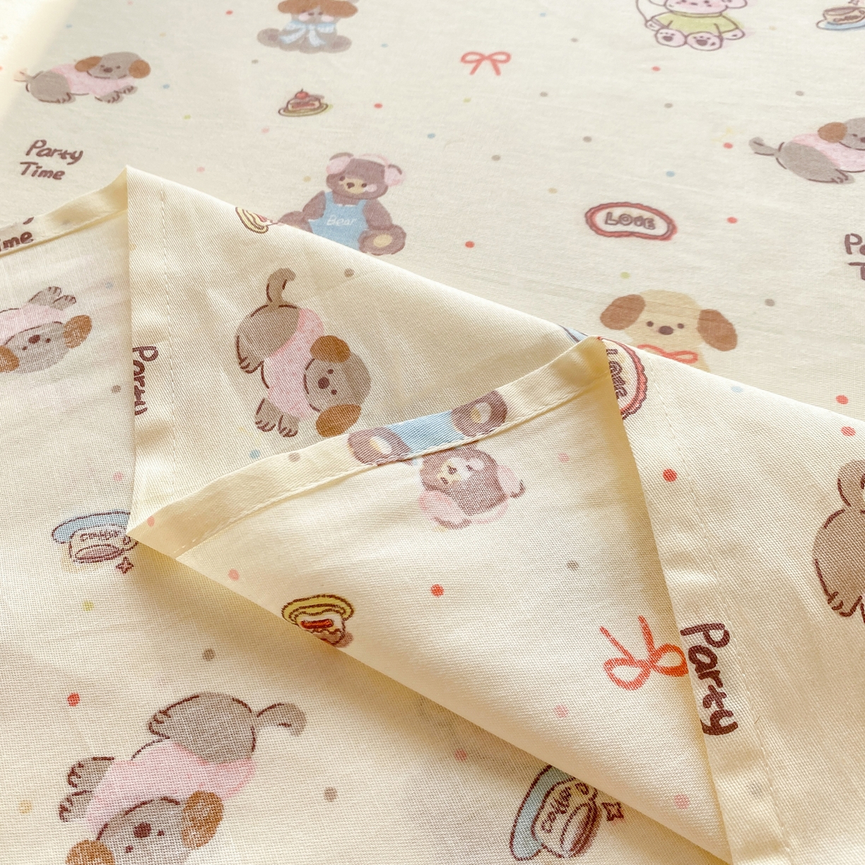 91家纺网 家纺一手货源 找家纺 花梦欣 2026新款全棉印花单品系列3简约卡通款-单床单 韩系小萌物