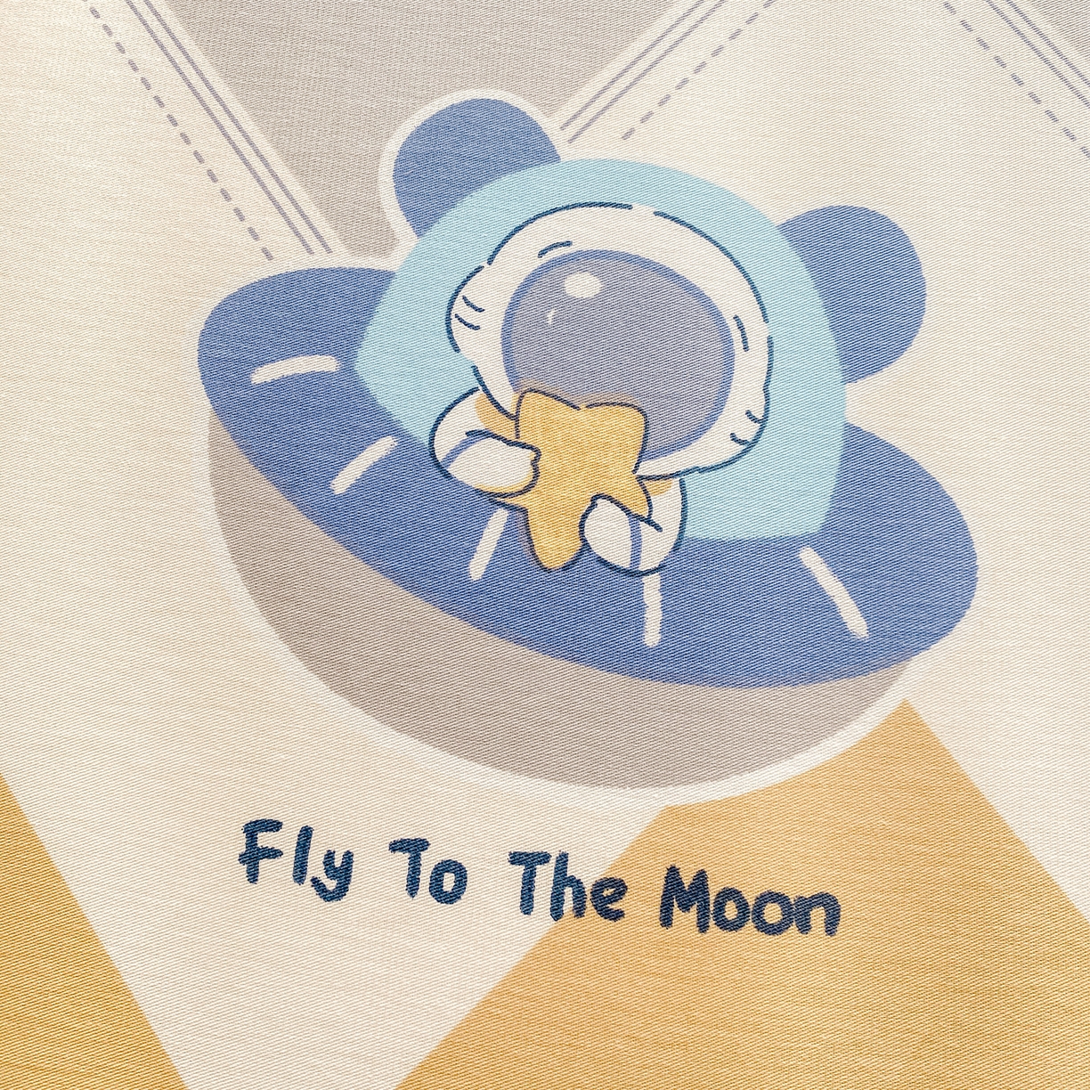 91家纺网 家纺一手货源 找家纺 花梦欣 2026新款全棉印花单品系列3简约卡通款-单床单 几何飞船