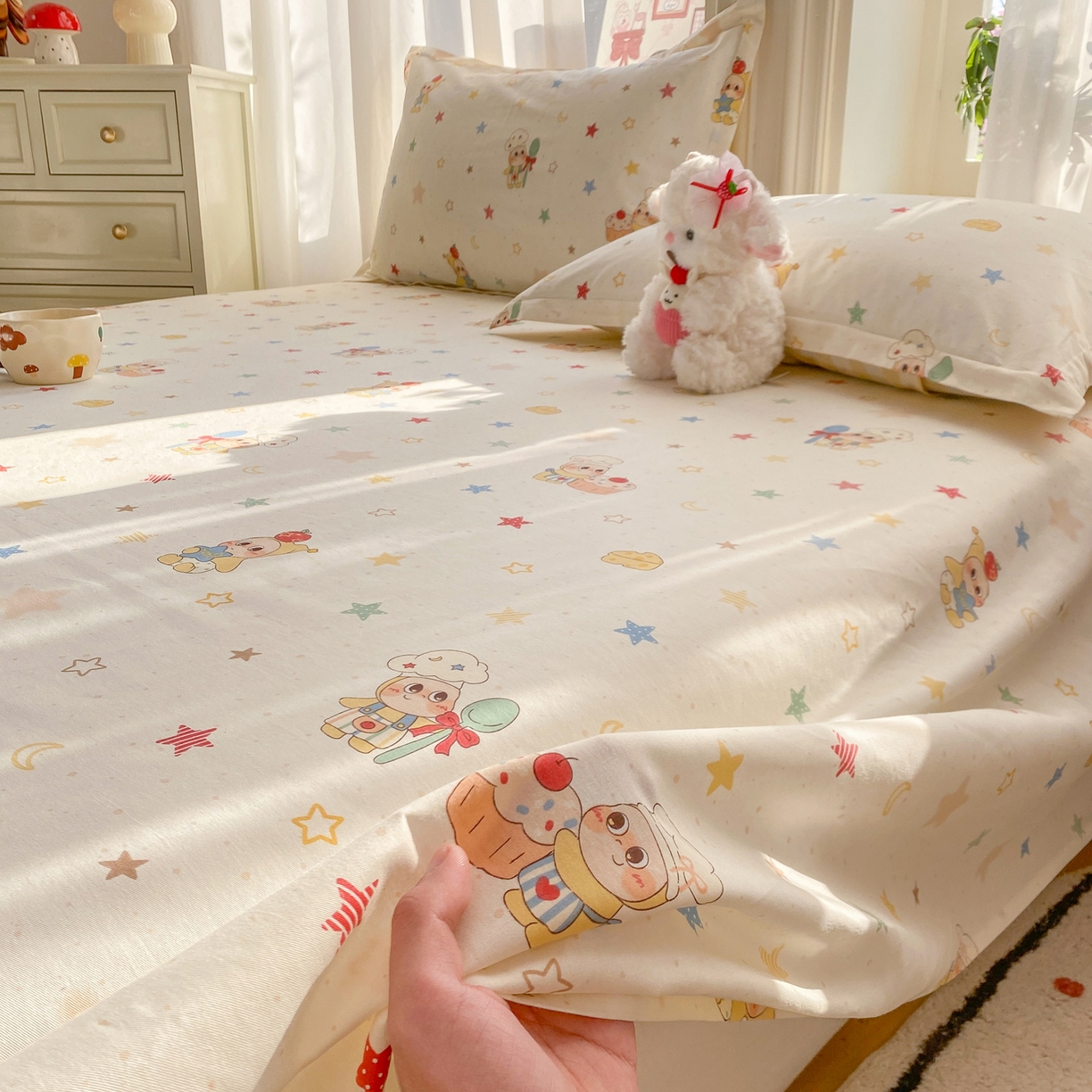 花梦欣 2026新款全棉印花单品系列3简约卡通款-单床单 快乐小星