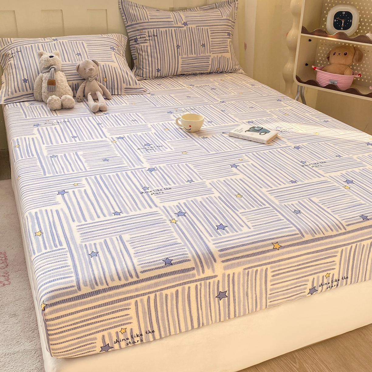 91家纺网 家纺一手货源 找家纺 （总）花梦欣 2026新款全棉印花单品系列3简约卡通款-单床笠