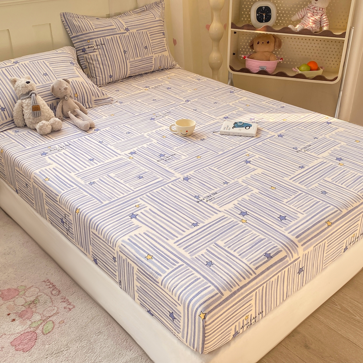 91家纺网 家纺一手货源 找家纺 （总）花梦欣 2026新款全棉印花单品系列3简约卡通款-单床笠