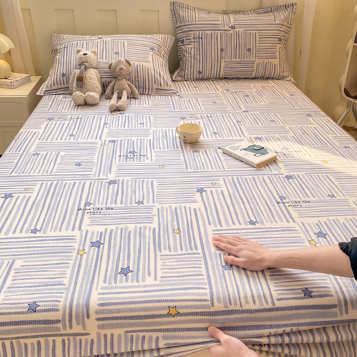 91家纺网 家纺一手货源 找家纺 （总）花梦欣 2026新款全棉印花单品系列3简约卡通款-单床笠