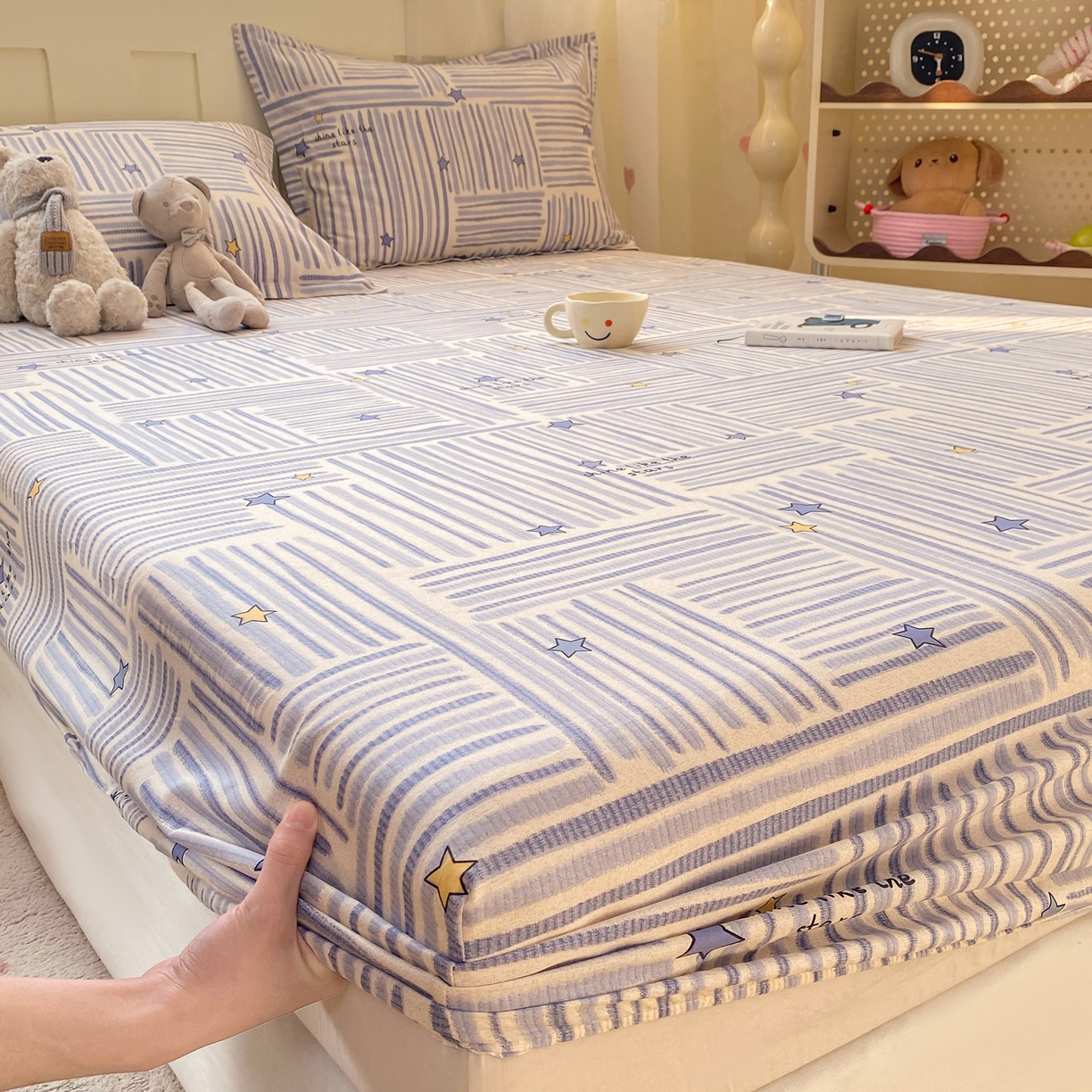 91家纺网 家纺一手货源 找家纺 （总）花梦欣 2026新款全棉印花单品系列3简约卡通款-单床笠