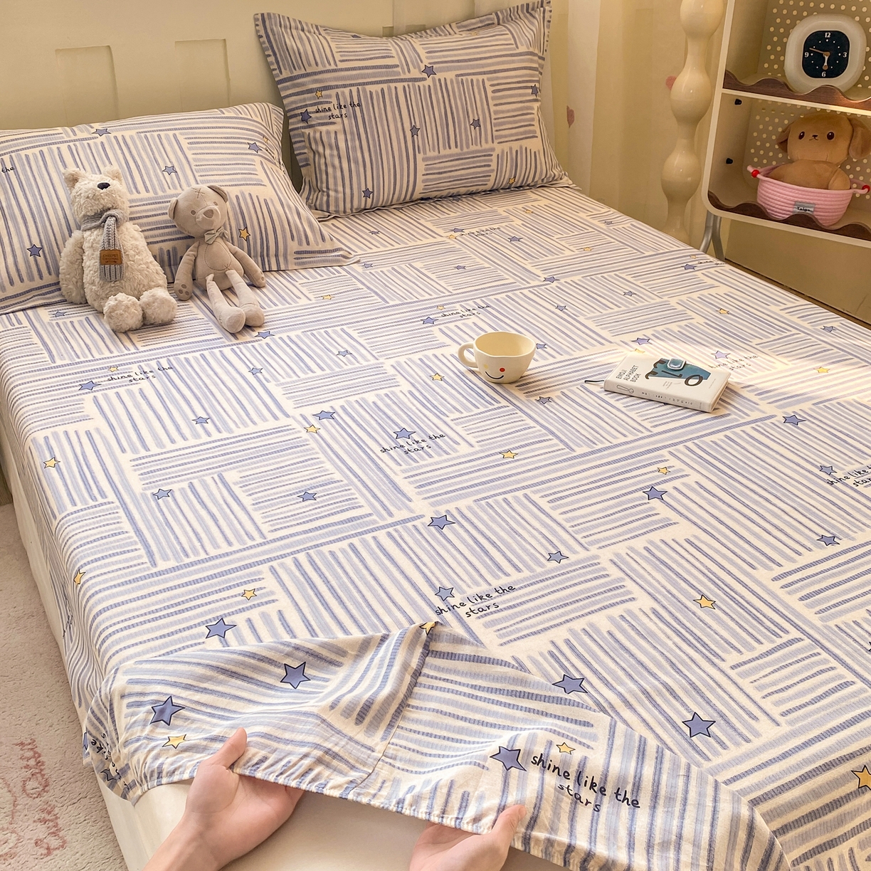 91家纺网 家纺一手货源 找家纺 （总）花梦欣 2026新款全棉印花单品系列3简约卡通款-单床笠