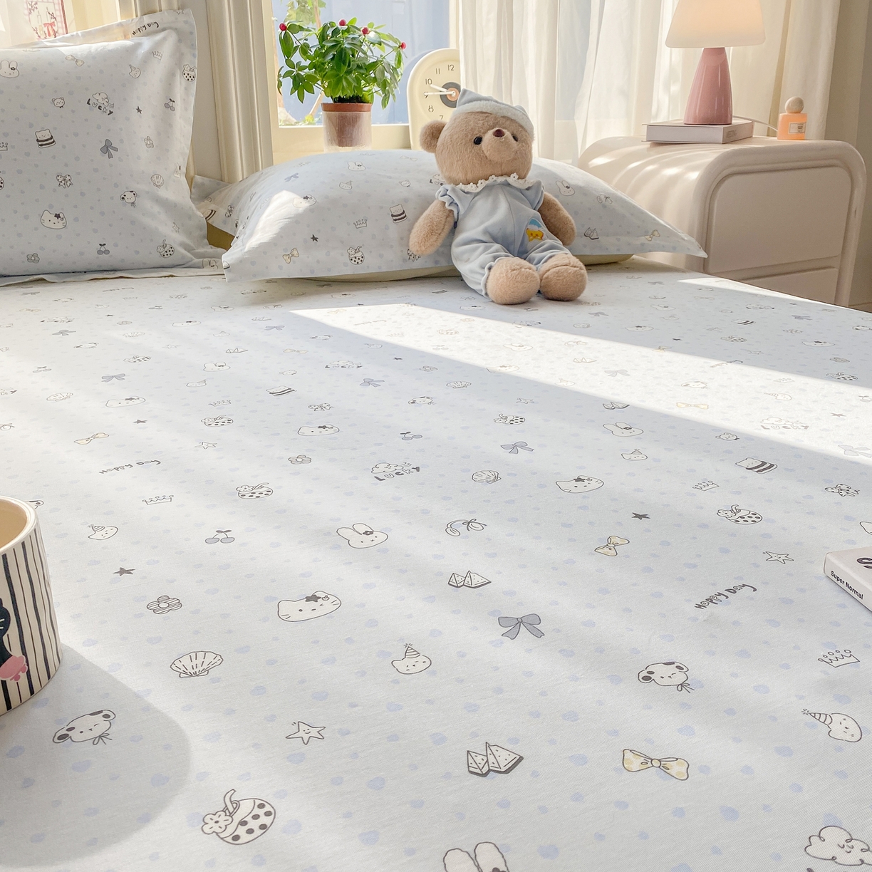 91家纺网 家纺一手货源 找家纺 花梦欣 2026新款全棉印花单品系列3简约卡通款-单床单 路灯影院