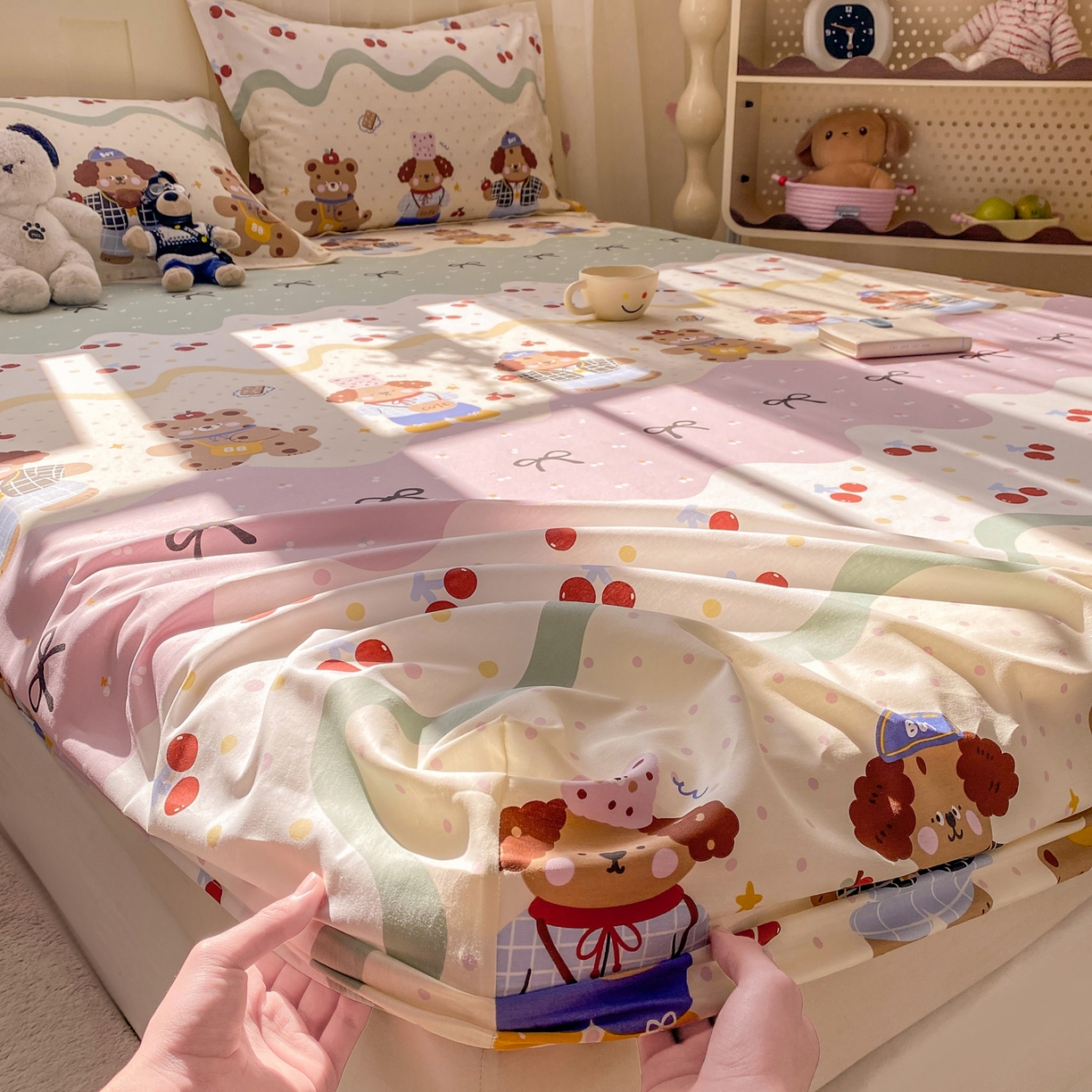 91家纺网 家纺一手货源 找家纺 （总）花梦欣 2026新款全棉印花单品系列3简约卡通款-单床笠