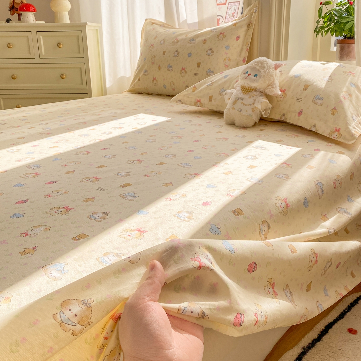 花梦欣 2026新款全棉印花单品系列3简约卡通款-单床单 萌趣汪汪