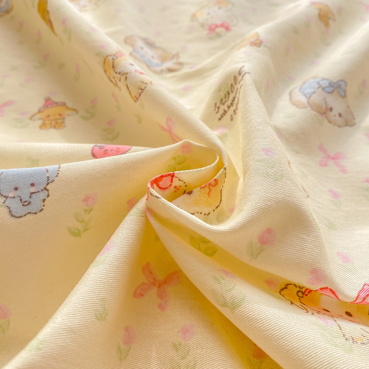 91家纺网 家纺一手货源 找家纺 花梦欣 2026新款全棉印花单品系列3简约卡通款-单床单 萌趣汪汪