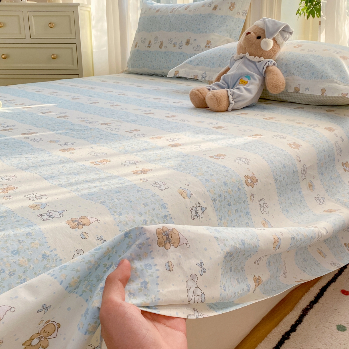 花梦欣 2026新款全棉印花单品系列3简约卡通款-单床单 三小只