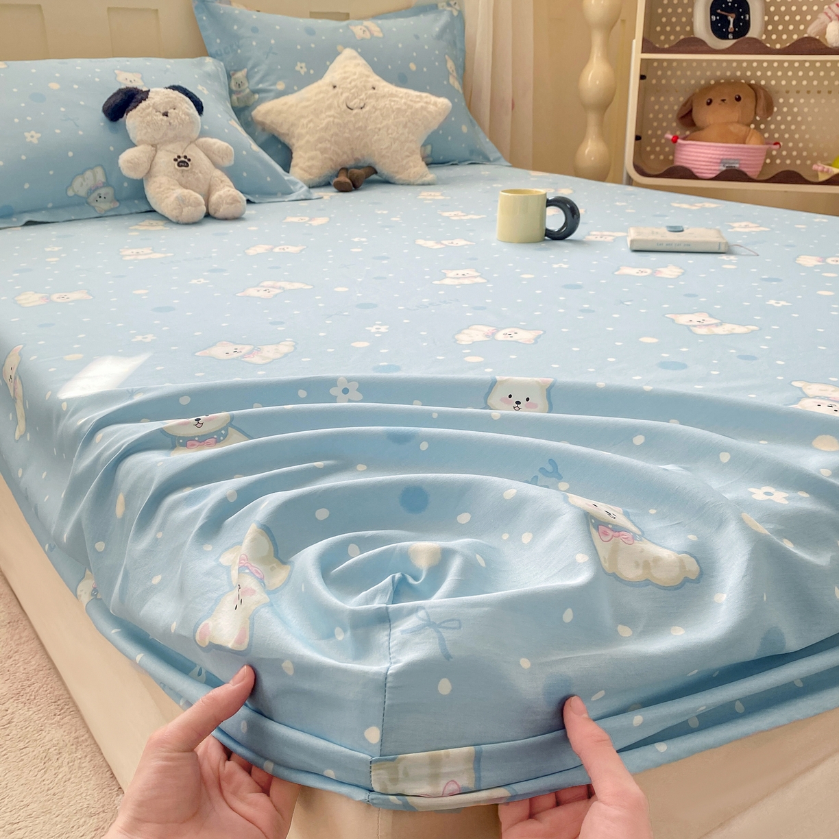 91家纺网 家纺一手货源 找家纺 （总）花梦欣 2026新款全棉印花单品系列3简约卡通款-单床笠