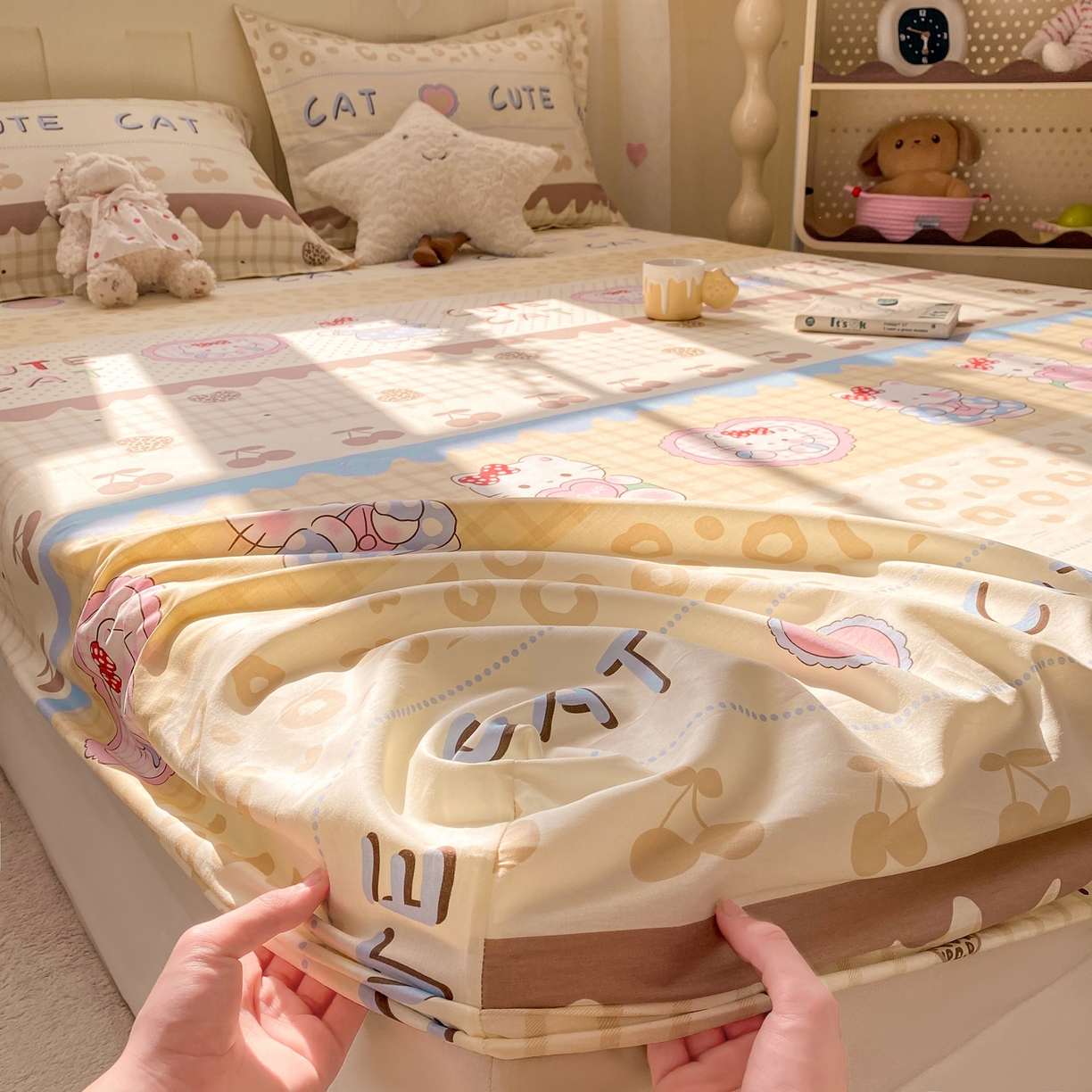 91家纺网 家纺一手货源 找家纺 （总）花梦欣 2026新款全棉印花单品系列3简约卡通款-单床笠