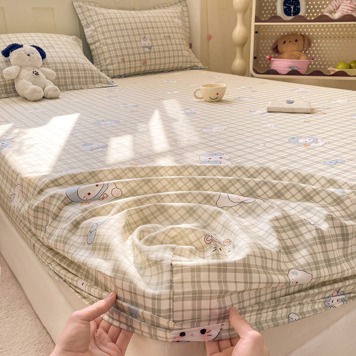 91家纺网 家纺一手货源 找家纺 （总）花梦欣 2026新款全棉印花单品系列3简约卡通款-单床笠