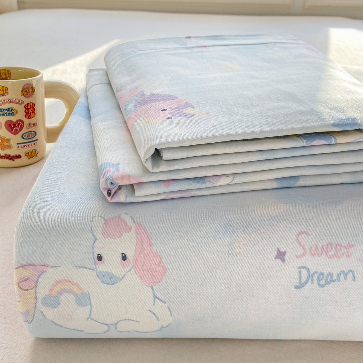 91家纺网 家纺一手货源 找家纺 花梦欣 2026新款全棉印花单品系列3简约卡通款-单床单 星芒小马