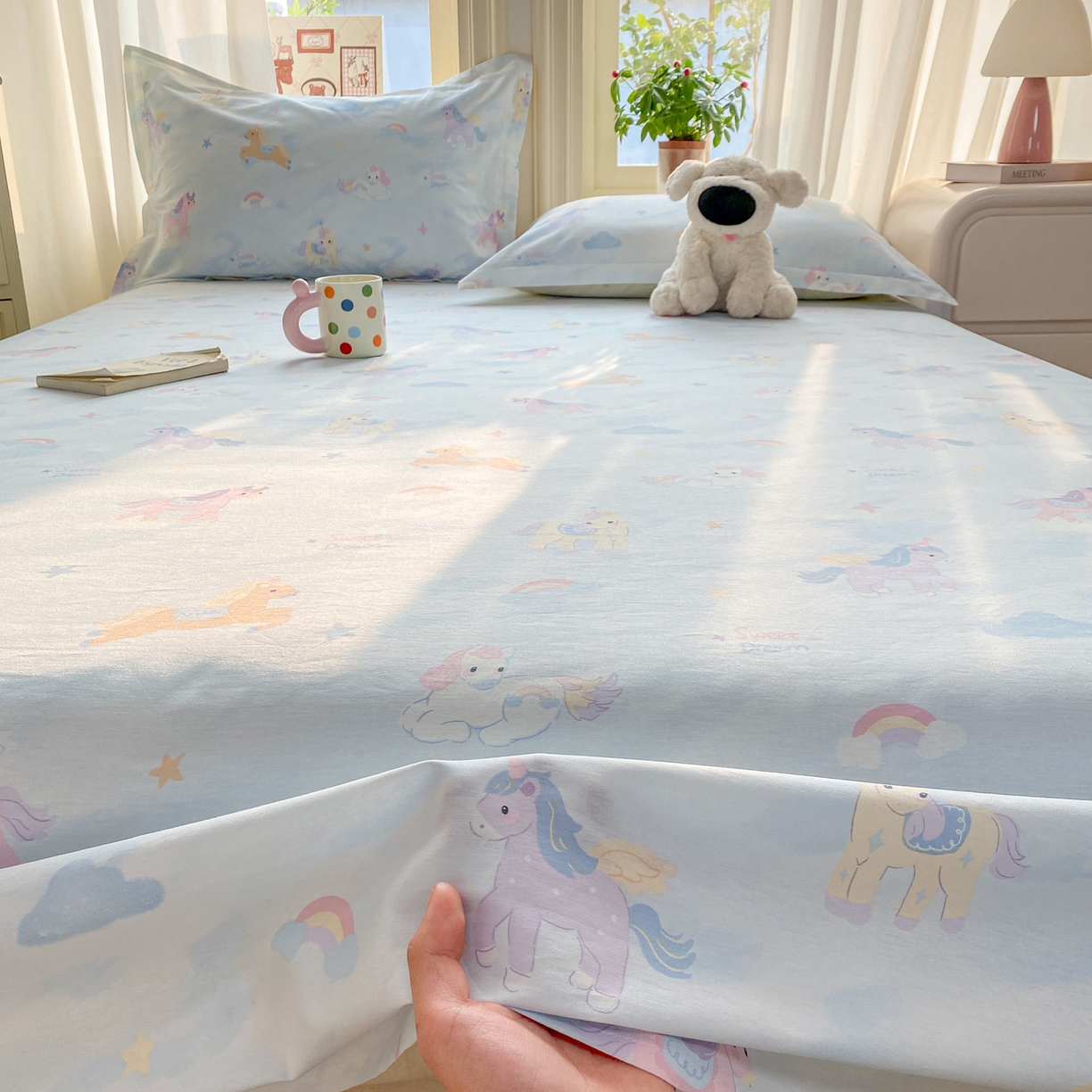 91家纺网 家纺一手货源 找家纺 花梦欣 2026新款全棉印花单品系列3简约卡通款-单床单 星芒小马