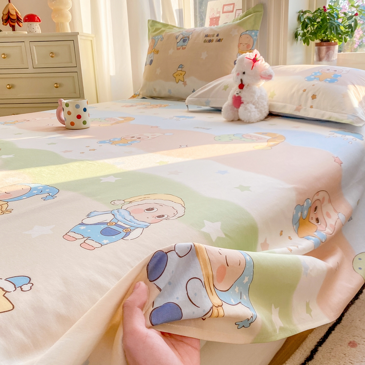 花梦欣 2026新款全棉印花单品系列3简约卡通款-单床单 星梦童话