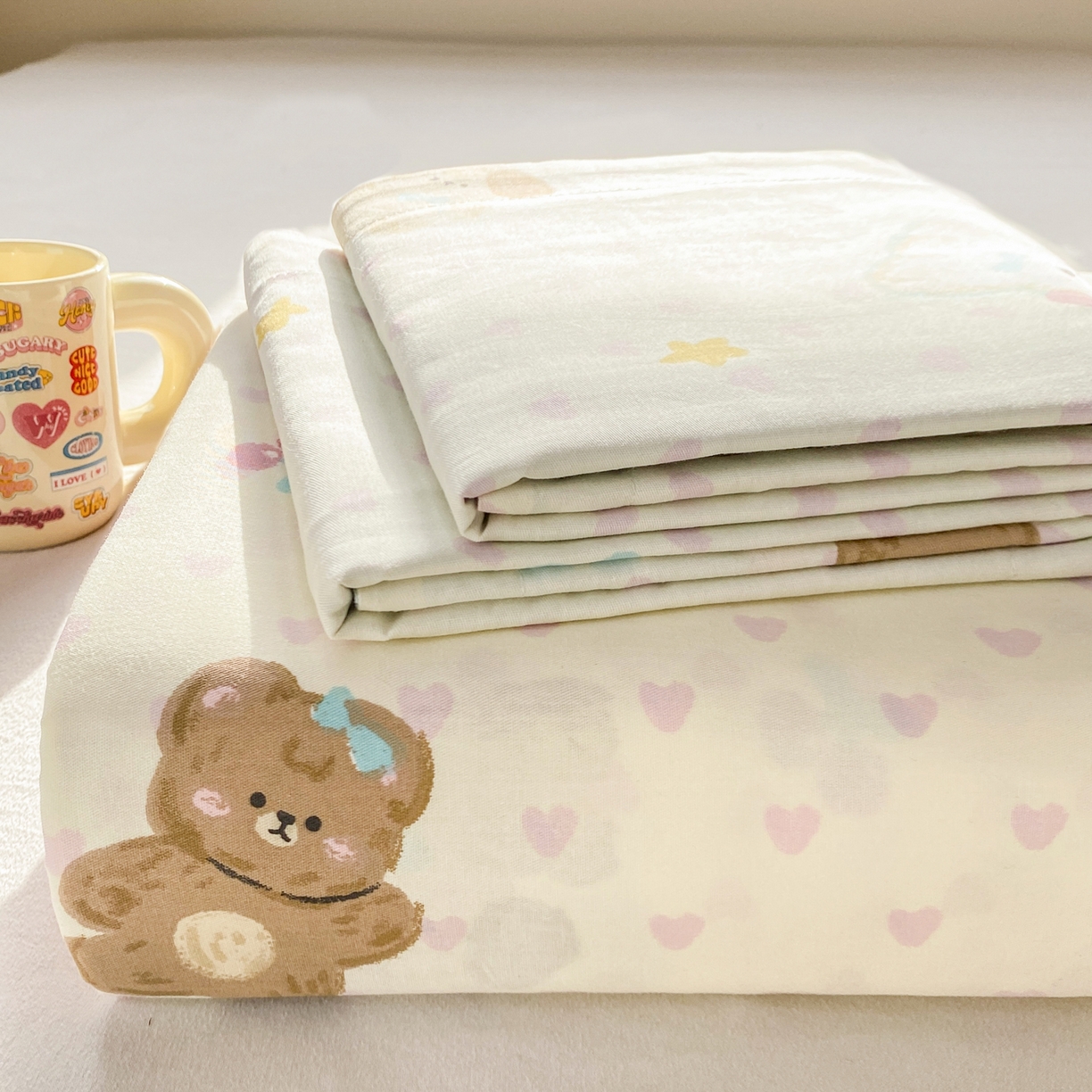 91家纺网 家纺一手货源 找家纺 花梦欣 2026新款全棉印花单品系列3简约卡通款-单床单 芋泥小狗