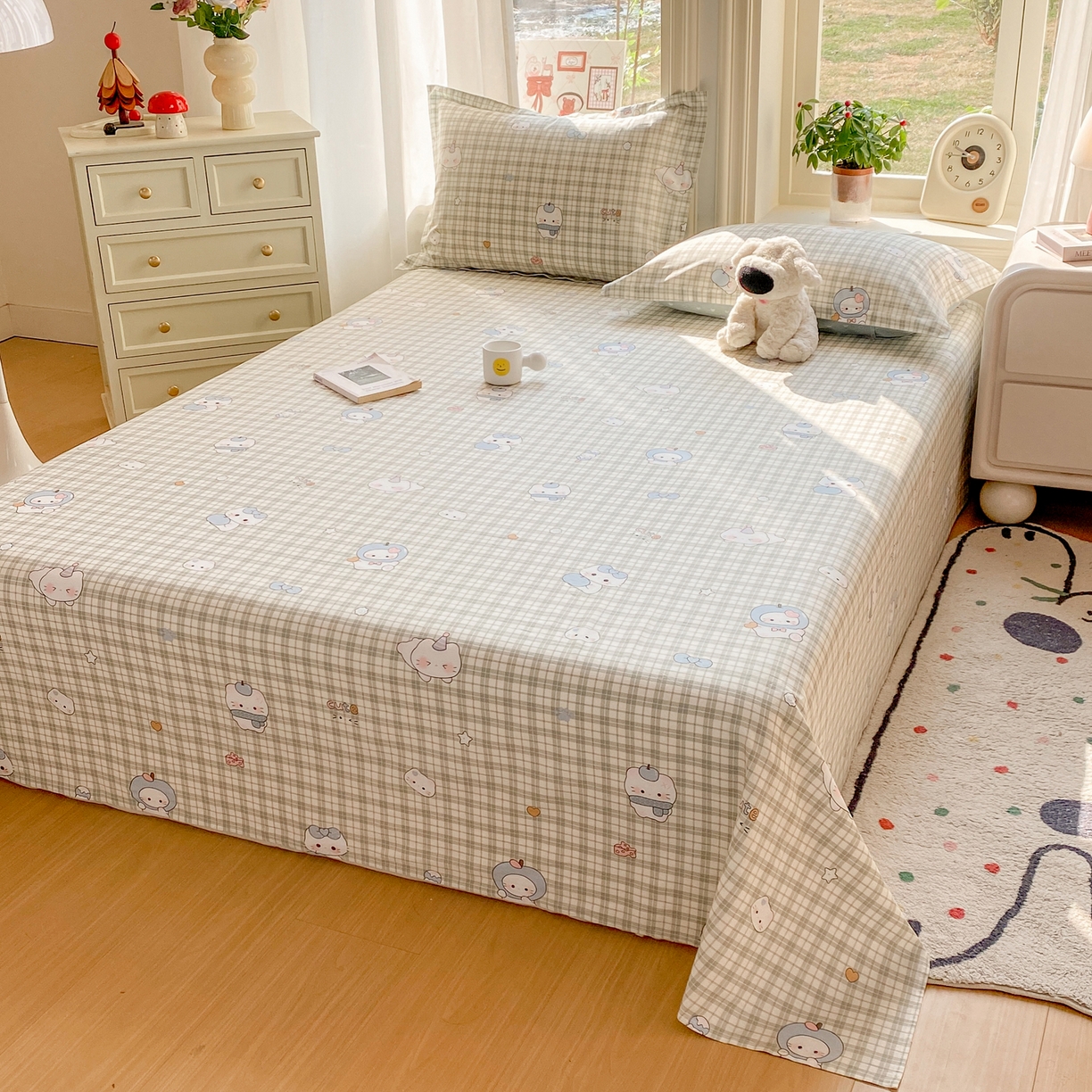 91家纺网 家纺一手货源 找家纺 花梦欣 2026新款全棉印花单品系列3简约卡通款-单床单 元气小布