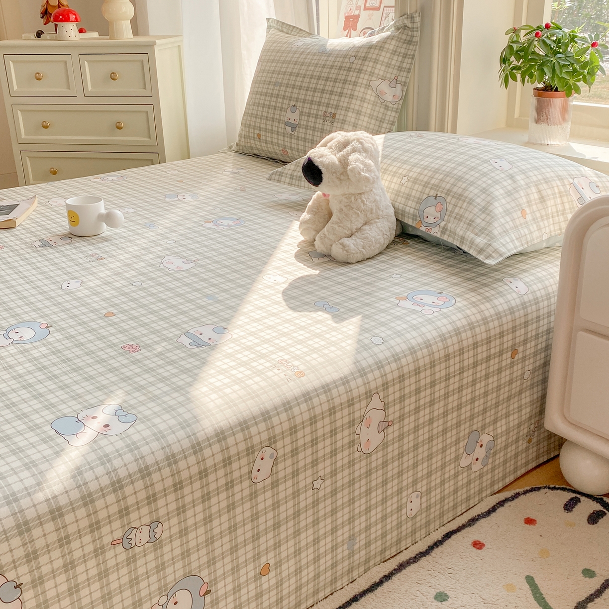 91家纺网 家纺一手货源 找家纺 花梦欣 2026新款全棉印花单品系列3简约卡通款-单床单 元气小布