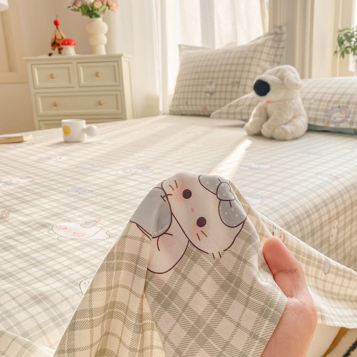 91家纺网 家纺一手货源 找家纺 花梦欣 2026新款全棉印花单品系列3简约卡通款-单床单 元气小布