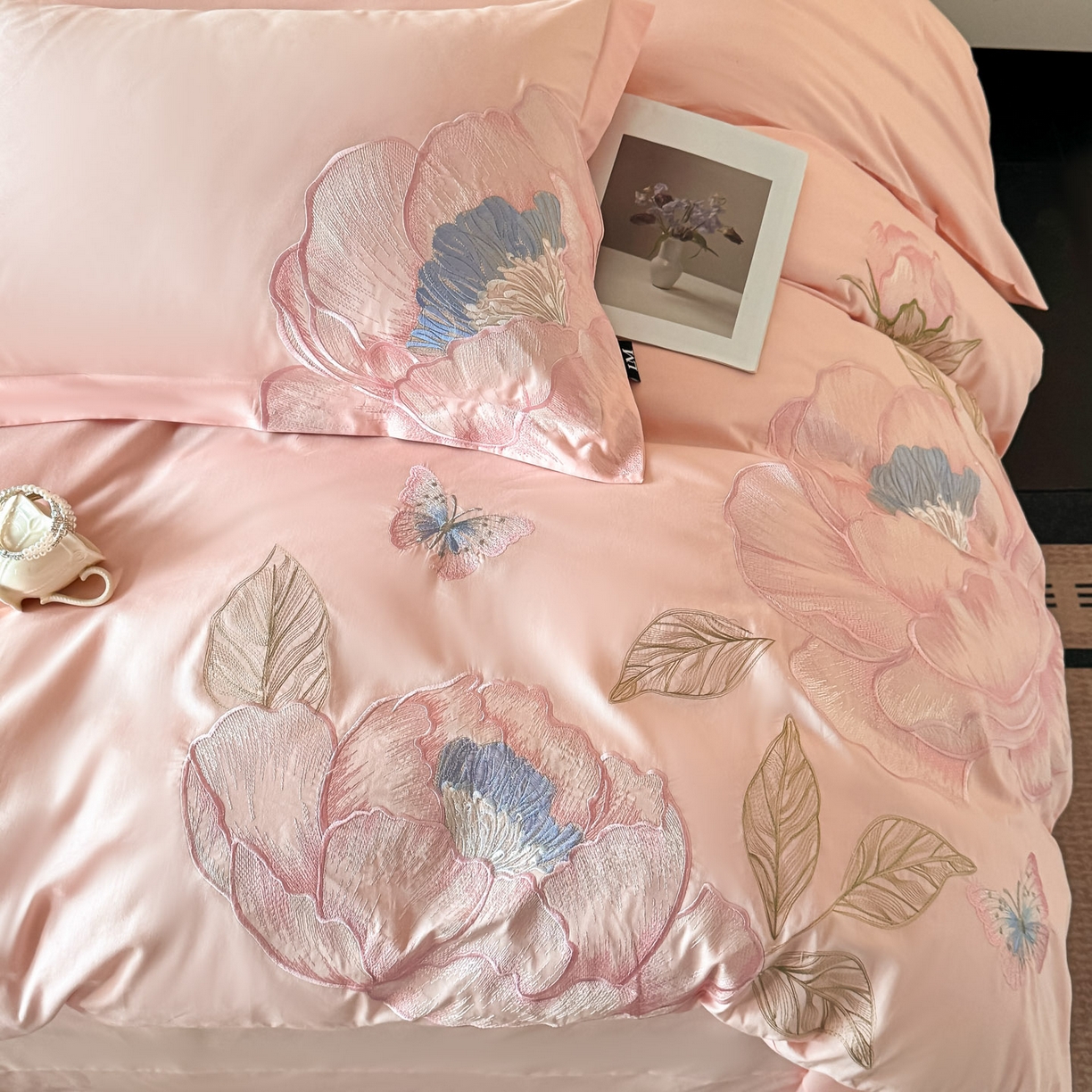 91家纺网 家纺一手货源 找家纺 （总）乐美家纺 2026新款春夏新品全棉大阪刺绣花熙系列