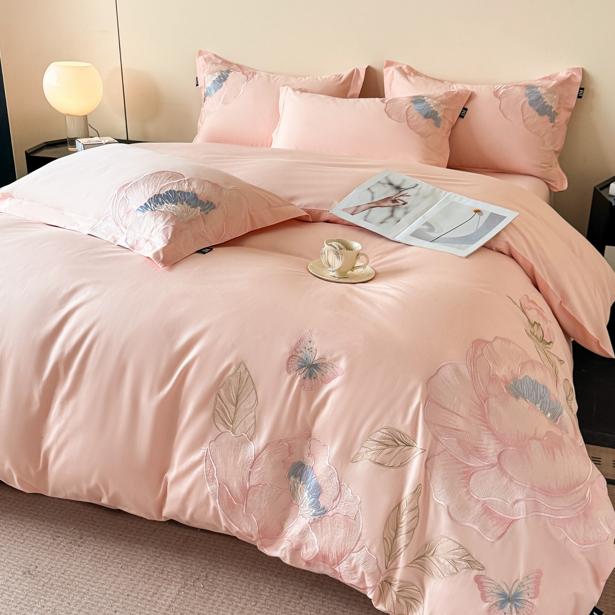 91家纺网 家纺一手货源 找家纺 （总）乐美家纺 2026新款春夏新品全棉大阪刺绣花熙系列