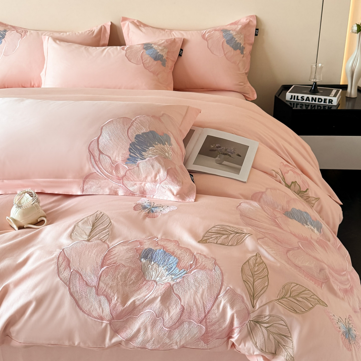 91家纺网 家纺一手货源 找家纺 （总）乐美家纺 2026新款春夏新品全棉大阪刺绣花熙系列