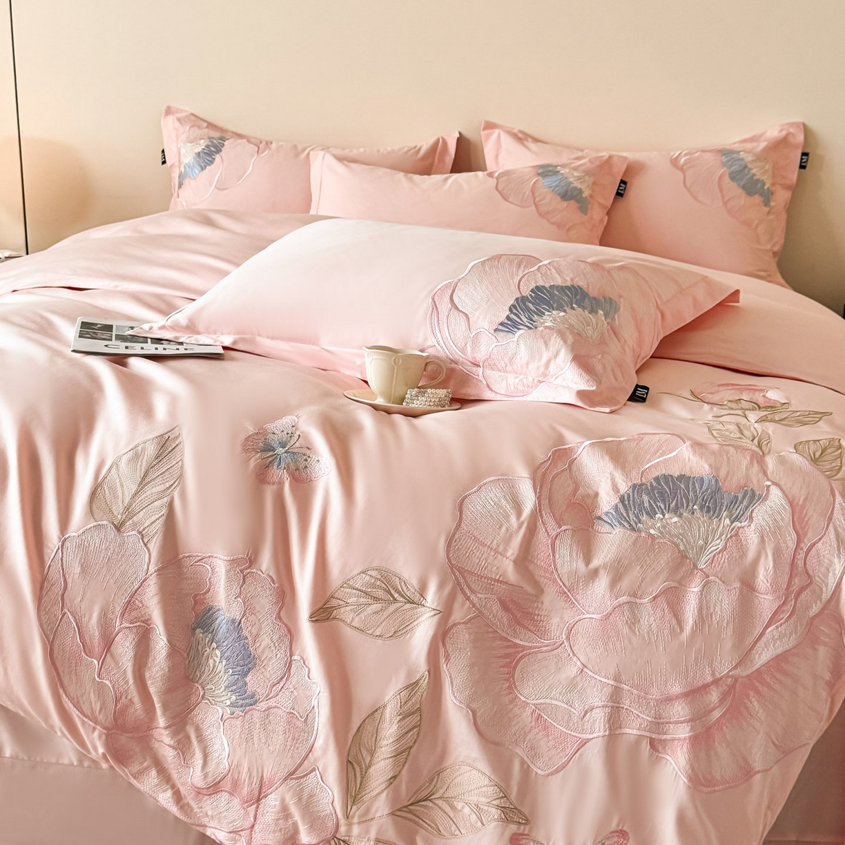 91家纺网 家纺一手货源 找家纺 （总）乐美家纺 2026新款春夏新品全棉大阪刺绣花熙系列