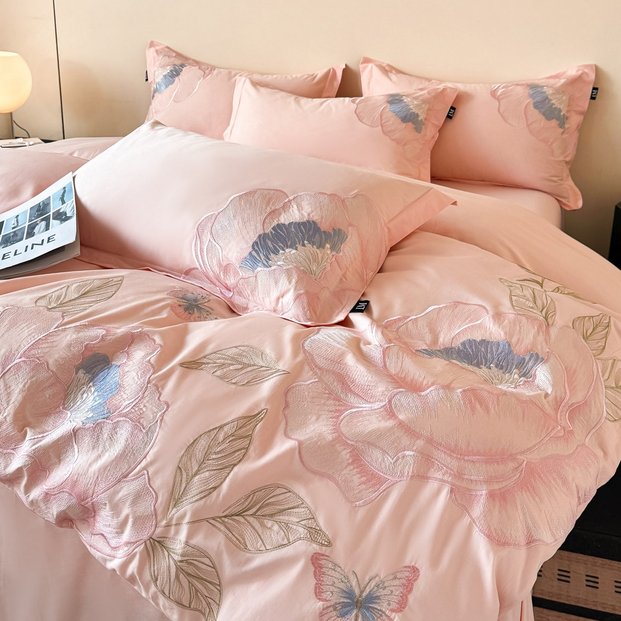 91家纺网 家纺一手货源 找家纺 乐美家纺 2026新款春夏新品全棉大阪刺绣花熙系列 花熙（冰粉）