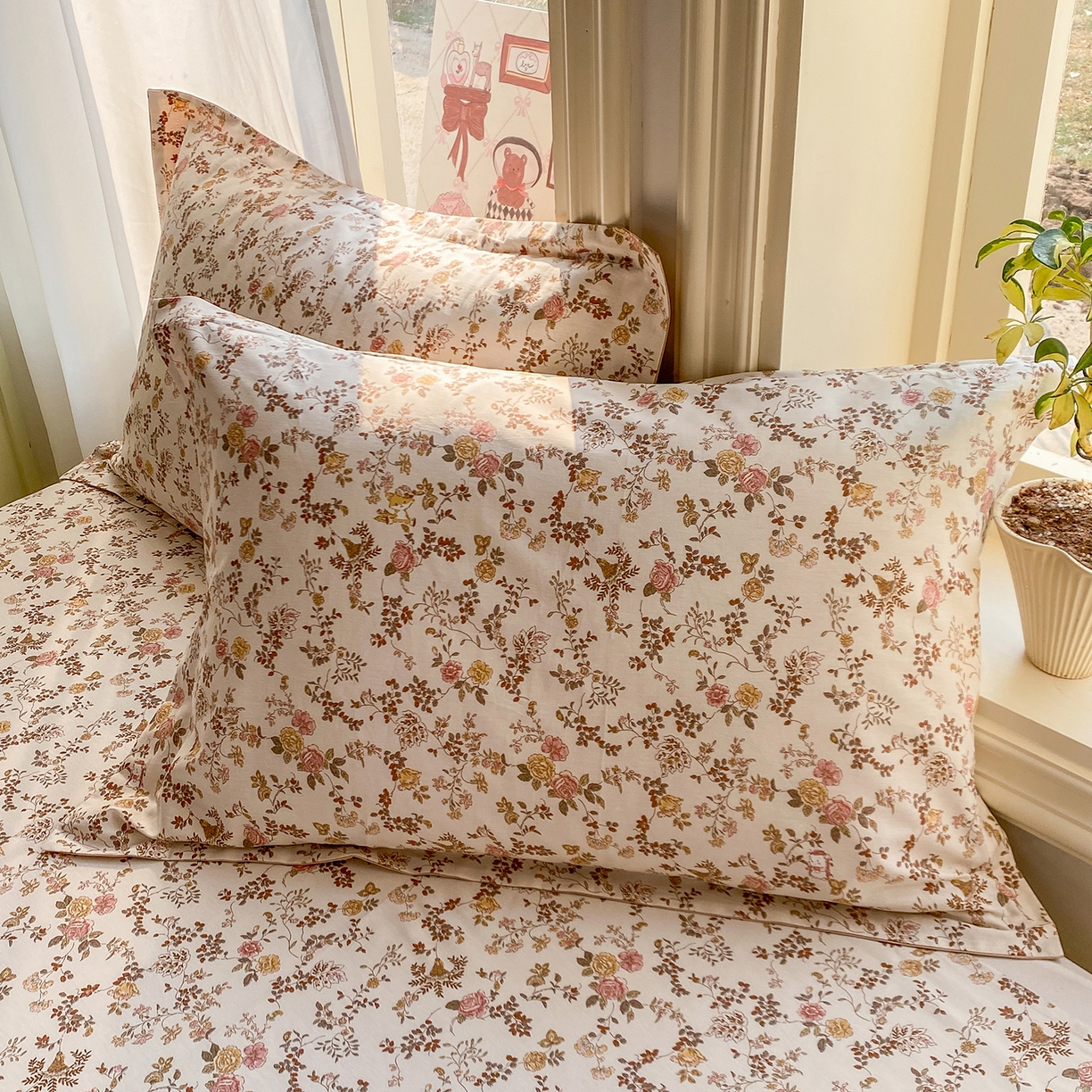 91家纺网 家纺一手货源 找家纺 （总）花梦欣 2026新款全棉印花单品系列2花卉款-单枕套