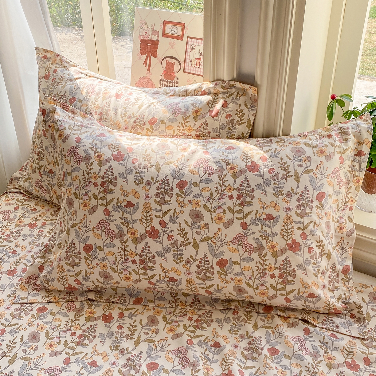 91家纺网 家纺一手货源 找家纺 （总）花梦欣 2026新款全棉印花单品系列2花卉款-单枕套