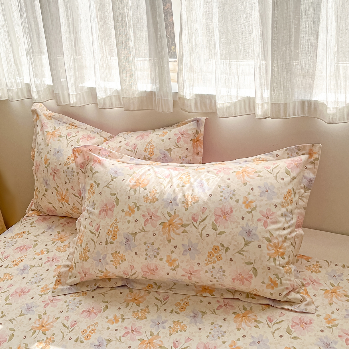 91家纺网 家纺一手货源 找家纺 （总）花梦欣 2026新款全棉印花单品系列2花卉款-单枕套