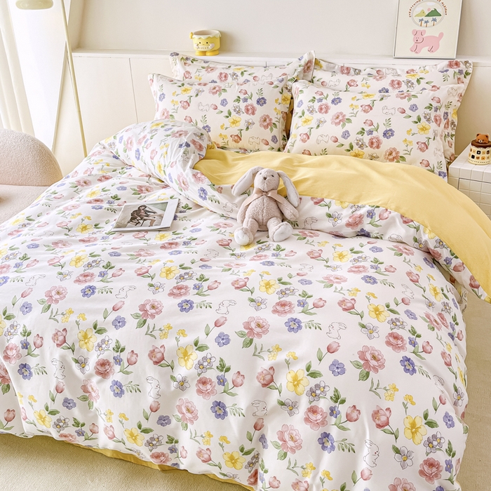 91家纺网 家纺一手货源 找家纺 （总）红淳家纺 2025新款小清新春款12868全棉印花四件套