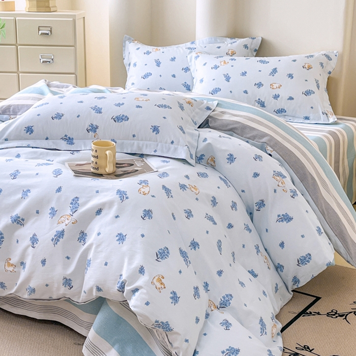 91家纺网 家纺一手货源 找家纺 （总）红淳家纺 2025新款小清新春款12868全棉印花四件套