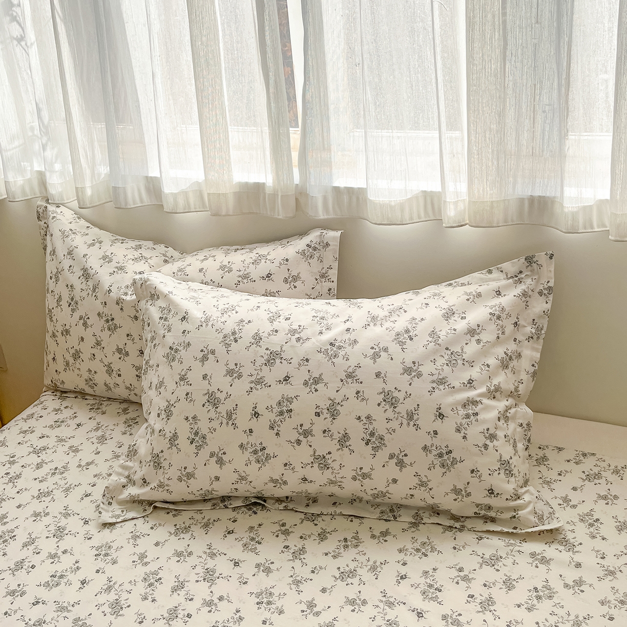 花梦欣 2026新款全棉印花单品系列2花卉款-单枕套 复古诗笺