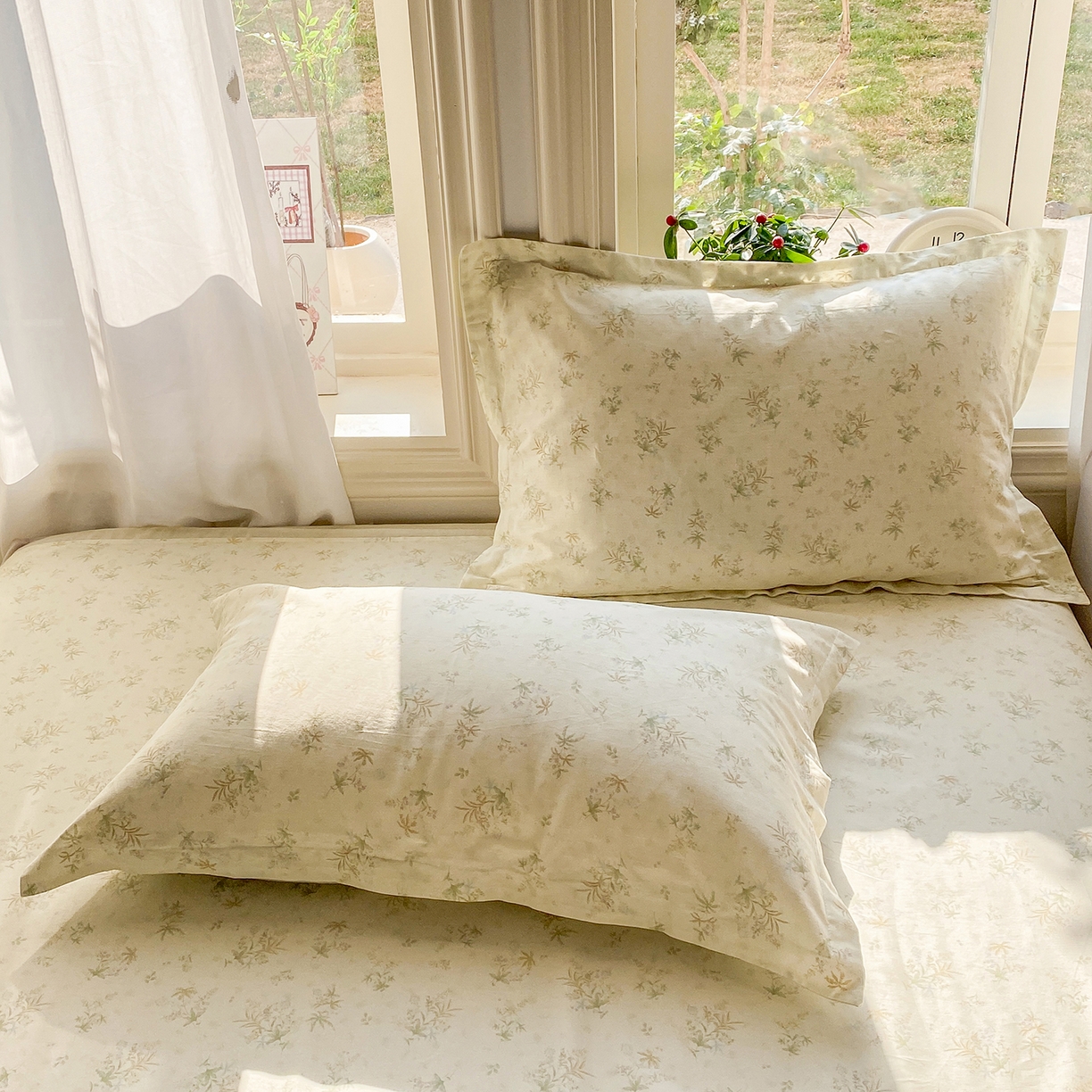 91家纺网 家纺一手货源 找家纺 花梦欣 2026新款全棉印花单品系列2花卉款-单枕套 荷叶邮差