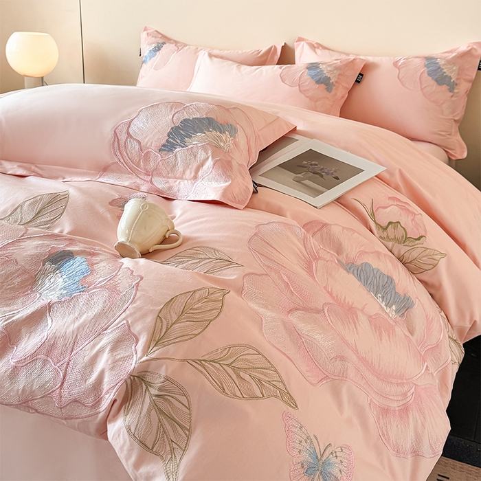 91家纺网 家纺一手货源 找家纺 （总）乐美家纺 2026新款春夏新品全棉大阪刺绣花熙系列