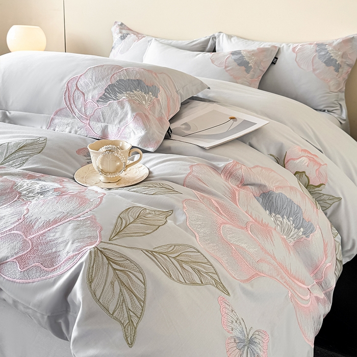 91家纺网 家纺一手货源 找家纺 （总）乐美家纺 2026新款春夏新品全棉大阪刺绣花熙系列