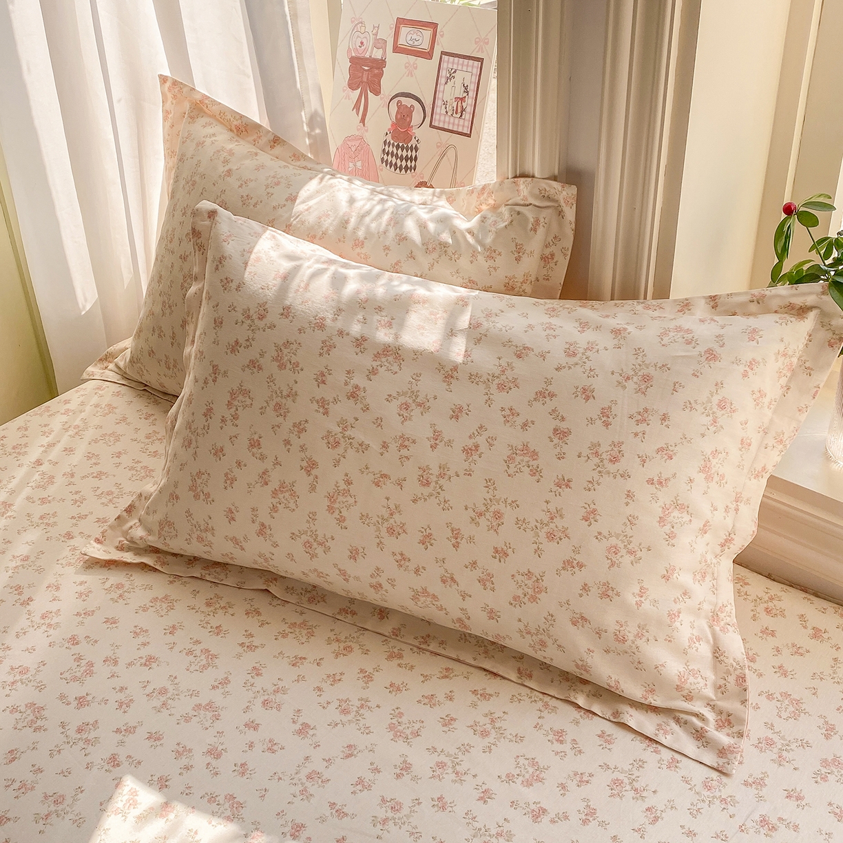 91家纺网 家纺一手货源 找家纺 花梦欣 2026新款全棉印花单品系列2花卉款-单枕套 俏佳人