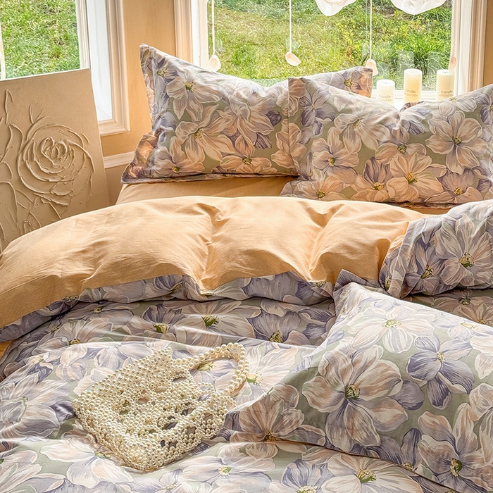 91家纺网 家纺一手货源 找家纺 （总）红淳家纺 2025新款小清新春款12868全棉印花四件套