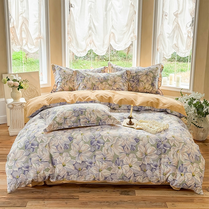 91家纺网 家纺一手货源 找家纺 （总）红淳家纺 2025新款小清新春款12868全棉印花四件套