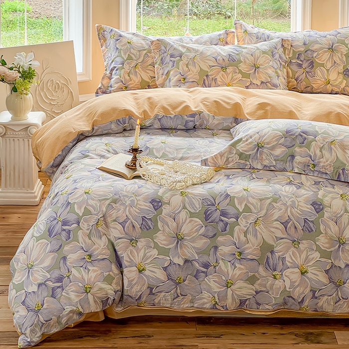 91家纺网 家纺一手货源 找家纺 （总）红淳家纺 2025新款小清新春款12868全棉印花四件套