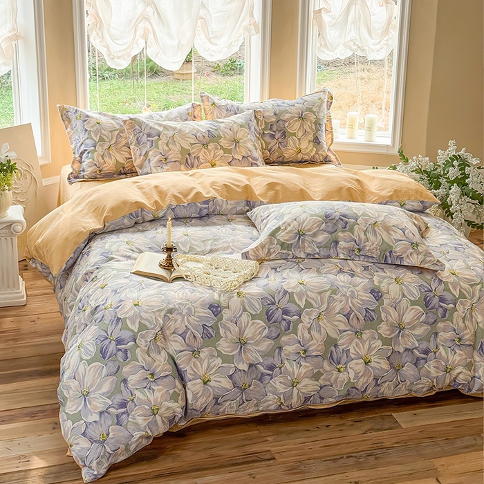 91家纺网 家纺一手货源 找家纺 （总）红淳家纺 2025新款小清新春款12868全棉印花四件套