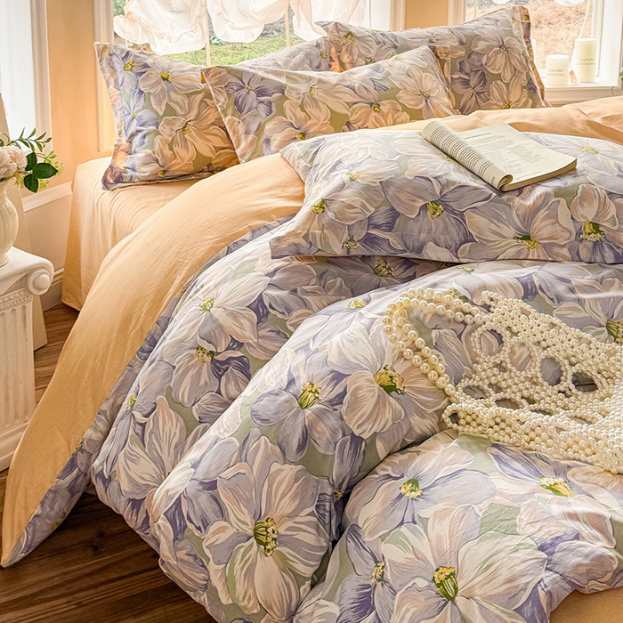 91家纺网 家纺一手货源 找家纺 （总）红淳家纺 2025新款小清新春款12868全棉印花四件套